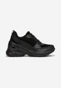 Czarne Sneakersy na Koturnie z Wkładką ze Skóry Naturalnej Keyara