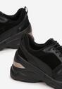 Czarne Sneakersy na Koturnie z Wkładką ze Skóry Naturalnej Keyara