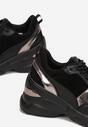 Czarno-Srebrne Sneakersy na Koturnie z Wkładką ze Skóry Naturalnej Keyara