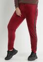Bordowe Spodnie Dresowe Welurowe z Lampasami Yege
