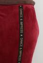 Bordowe Spodnie Dresowe Welurowe z Lampasami Yege