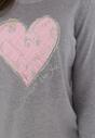 Szary Sweter z Nadrukiem w Kształcie Serca Dalaza