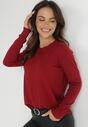 Bordowy Sweter Klasyczny z Długim Rękawem Uru