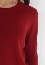 Bordowy Sweter Klasyczny z Długim Rękawem Uru