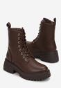 Ciemnobrązowe Botki na Grubej Podeszwie Pavo