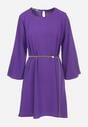 Ciemnofioletowa Sukienka Oversize z Łańcuszkowym Paskiem Kirle