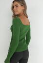 Zielony Sweter z Prążkowanej Dzianiny Telesilla