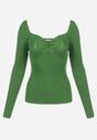 Zielony Sweter z Prążkowanej Dzianiny Telesilla