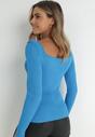 Niebieski Sweter z Prążkowanej Dzianiny Telesilla