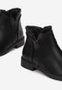 Czarne Botki na Płaskim Obcasie z Zaokrąglonym Noskiem Kleodike