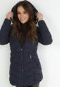 Granatowa Kurtka Pikowana z Kapturem Nelija
