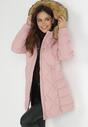Różowa Kurtka Pikowana z Kapturem z Futerkiem Kittie