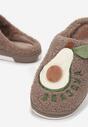 Ciemnobeżowe Kapcie Futrzane z Naszywką Avocado Larochka