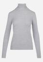 Szary Golf Dzianinowy z Długim Rękawem Kalfi