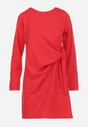 Czerwona Sukienka z Dekoracyjnym Wiązaniem z Boku Beki