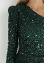 Zielona Sukienka Asymetryczna Cekinowa Ary