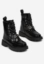 Czarne Botki lakierowane Workery z Łańcuchem Arohelle
