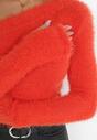 Czerwony Sweter na Jedno Ramię Yile