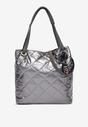 Szara Duża Torebka Lakierowana z Pikowaniem Maphi