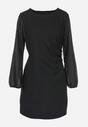 Czarna Sukienka Pudełkowa z Marszczeniem Olnozi
