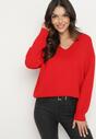 Czerwony Sweter z Wiskozy Oversize Yorate