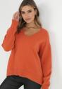 Pomarańczowy Sweter z Wiskozy Oversize Yorate