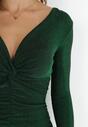 Zielona Sukienka Marszczona z Metaliczną Nicią Tolemy