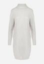 Beżowa Pudełkowa Sukienka Dzianinowa z Golfem Chissa
