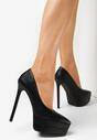 Czarne Szpilki na Platformie ze Szpiczastym Noskiem Kaleah