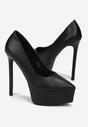 Czarne Szpilki na Platformie ze Szpiczastym Noskiem Kaleah