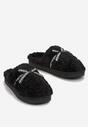 Czarne Kapcie z Futerkiem i Kokardką Balni