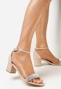 Beżowe Lakierowane Sandały z Cyrkoniami Kilerreie