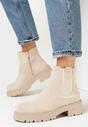 Jasnobeżowe Botki Sztyblety z Elastyczną Wstawką Manuvia