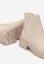 Jasnobeżowe Botki Sztyblety z Elastyczną Wstawką Manuvia