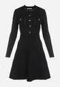 Czarna Sukienka z Prążkowanej Dzianiny Rozkloszowana Dazema
