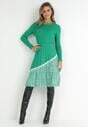 Zielona Sukienka z Wiskozy z Plisowanym Dołem Vallzore