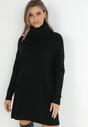 Czarna Sukienka Dzianinowa Oversize z Golfem Zanfina
