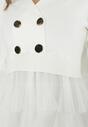 Biała Sukienka Rozkloszowana z Falbankami z Tiulu Zoglare