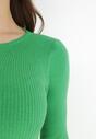 Zielony Sweter z Guzikami przy Dekolcie Manness