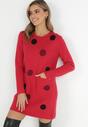 Czerwona Tunika Oversize w Kropki Baci