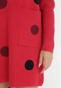 Czerwona Tunika Oversize w Kropki Baci