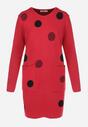 Czerwona Tunika Oversize w Kropki Baci