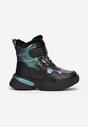 Czarno-Zielone Śniegowce na Grubej Podeszwie Mevna