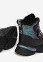 Czarno-Zielone Śniegowce na Grubej Podeszwie Mevna