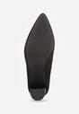Czarne Czółenka na Wysokim Słupku ze Skórzaną Wkładką Nisho