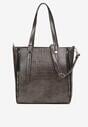 Szara Duża Torebka z Tłoczeniem Skóry Krokodyla Petreliy
