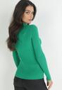 Zielony Sweter z Gorsetowym Wiązaniem na Dekolcie Teollie