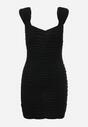 Czarna Marszczona Sukienka Mini z Połyskującej Tkaniny Cephe