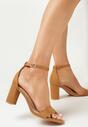Brązowe Sandały na Słupku Ze Sprzączką Lanleh