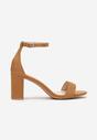 Brązowe Sandały na Słupku Ze Sprzączką Lanleh